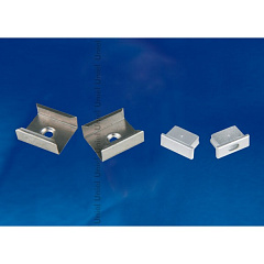UFE-N02 SILVER A POLYBAG Набор аксессуаров для алюминиевого профиля. Крепежные скобы (4 шт., сталь) 